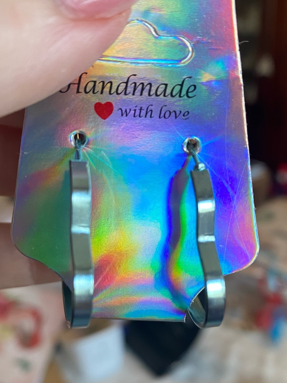 Handmade light blue Hoop Earrings - Silver